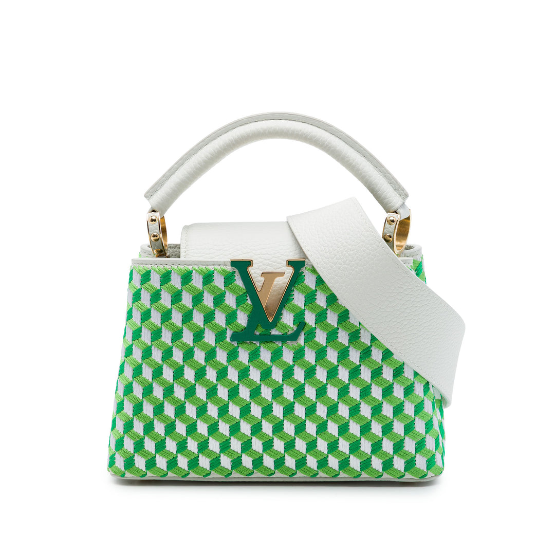 brodé Capucines Mini taurillon Vert