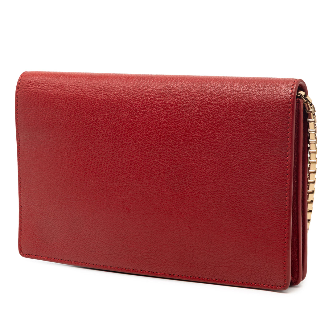 Balenciaga Cuir de chèvre Motocross Metallic Edge Wallet on Chain