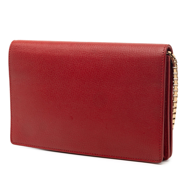 Balenciaga Cuir de chèvre Motocross Metallic Edge Wallet on Chain