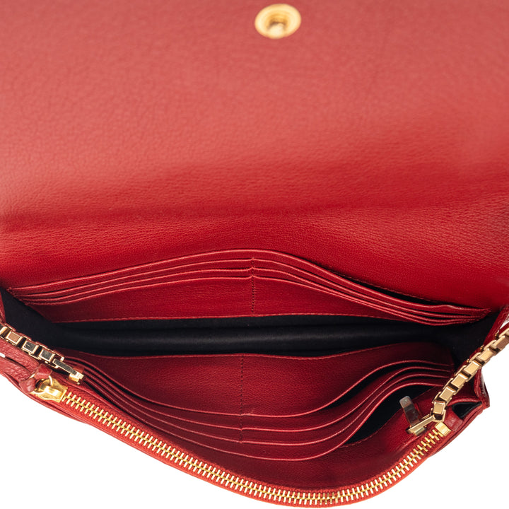 Balenciaga Cuir de chèvre Motocross Metallic Edge Wallet on Chain