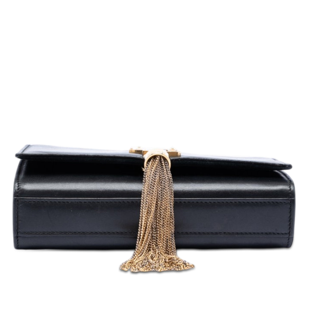 Saint Laurent Small Cuir Monogram Kate Pompon Sac porté croisé
