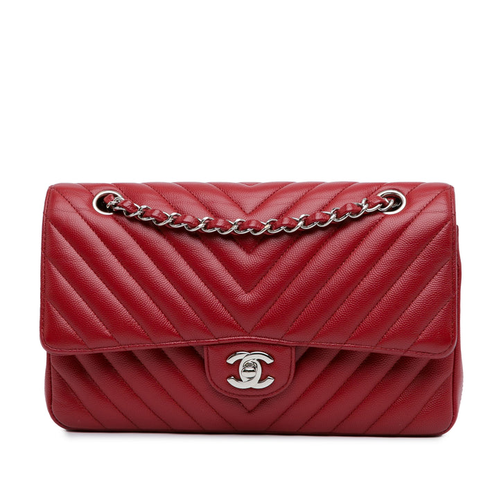 Medium Classic Chevron Caviar Double Flap Red - Gaby Paris