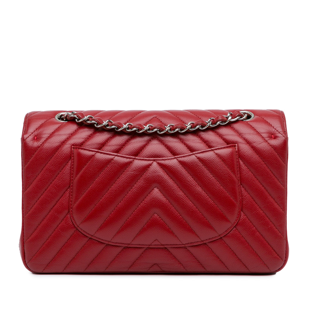 Medium Classic Chevron Caviar Double Flap Red - Gaby Paris