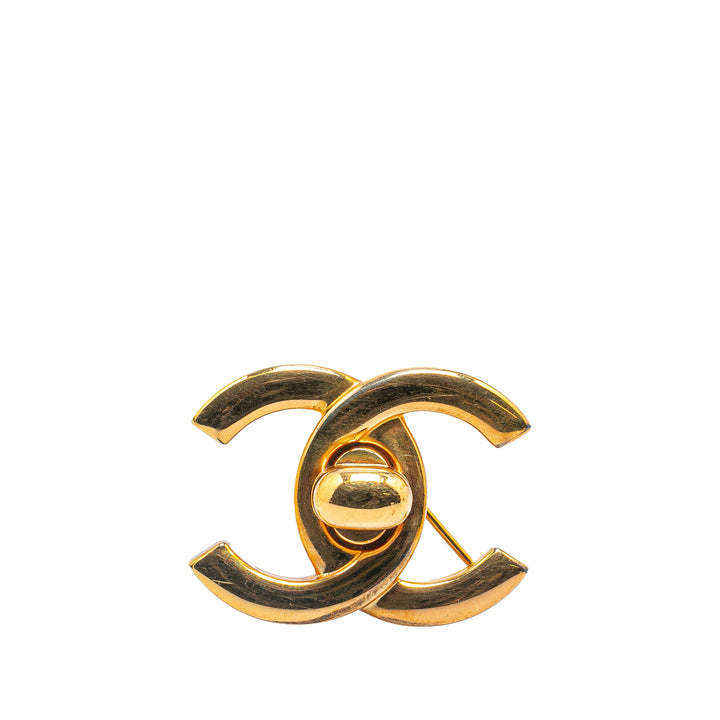 Gold Plated CC Turn-Lock Brooch Gold - Gaby Paris