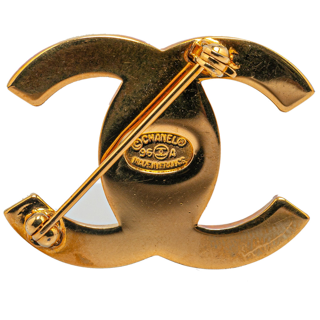 Gold Plated CC Turn-Lock Brooch Gold - Gaby Paris