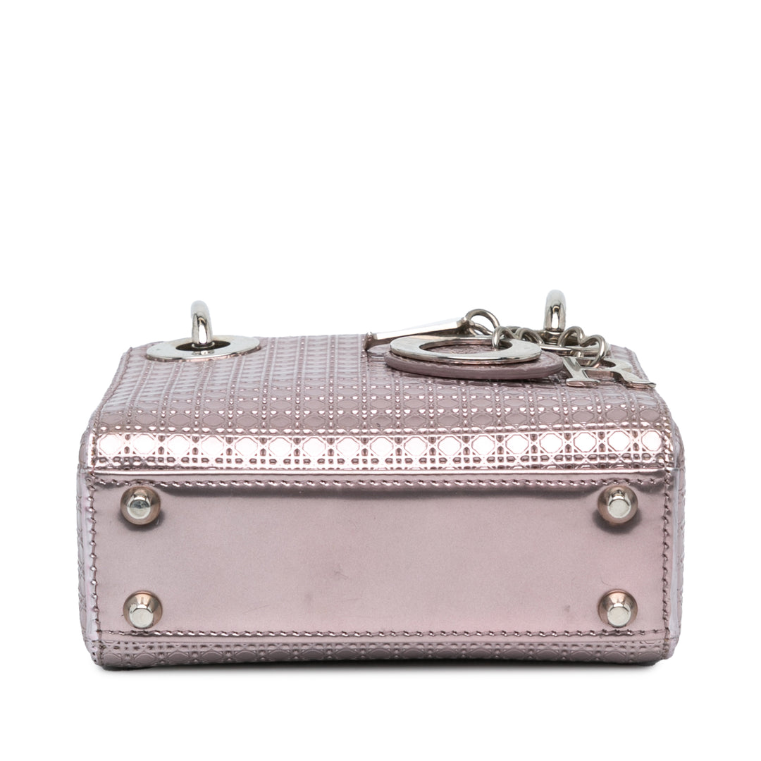 Mini Metallic Patent Microcannage Lady Dior Pink - Gaby Paris