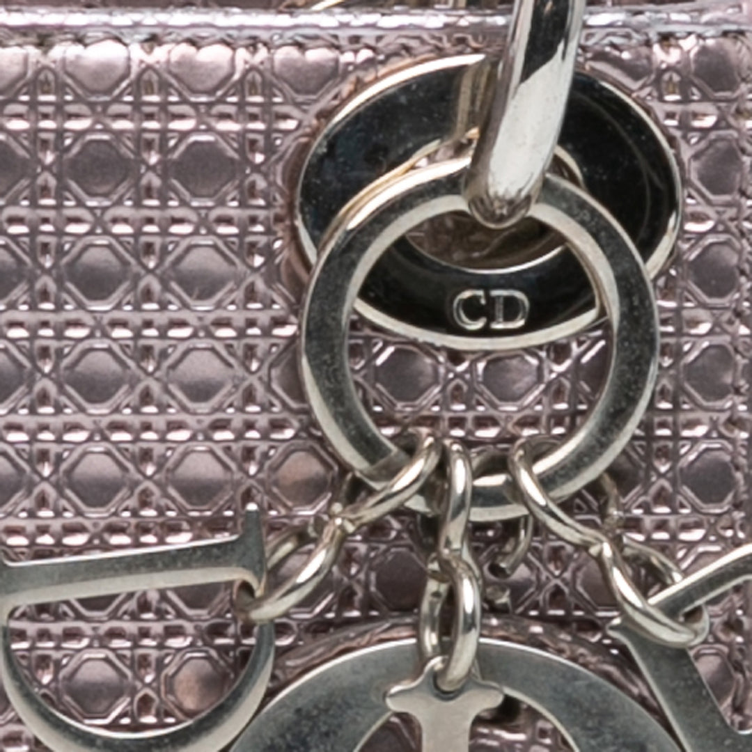 Mini Metallic Patent Microcannage Lady Dior Pink - Gaby Paris