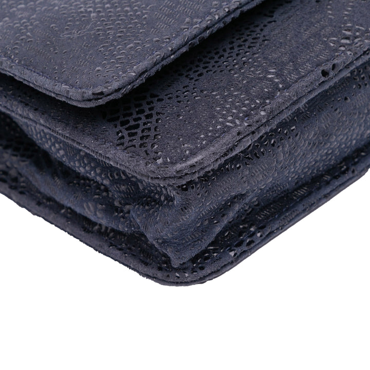 Lace Overlay Goatskin Wallet On Chain Blue - Gaby Paris