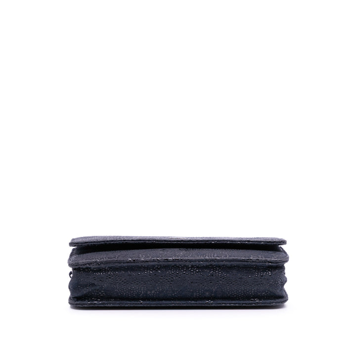 Lace Overlay Goatskin Wallet On Chain Blue - Gaby Paris