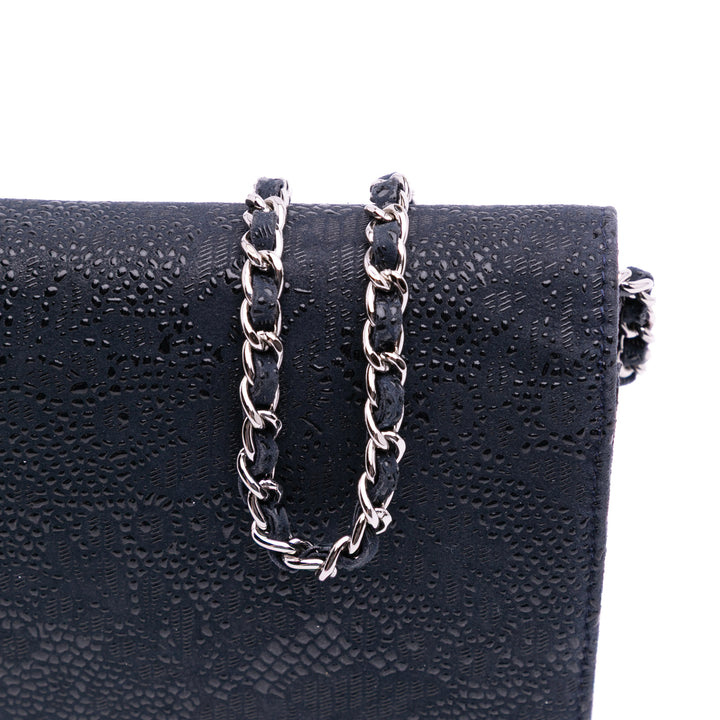 Lace Overlay Goatskin Wallet On Chain Blue - Gaby Paris