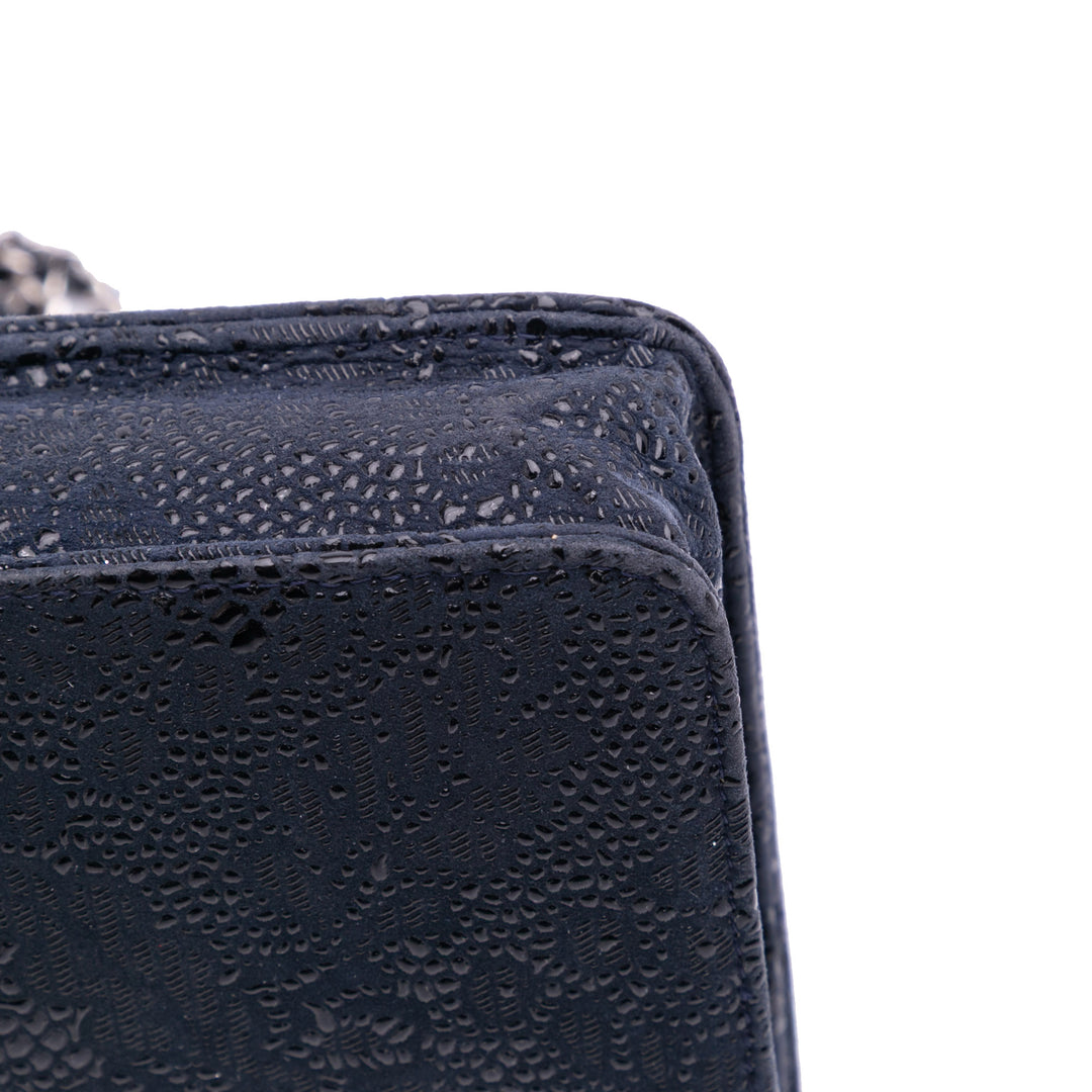 Lace Overlay Goatskin Wallet On Chain Blue - Gaby Paris