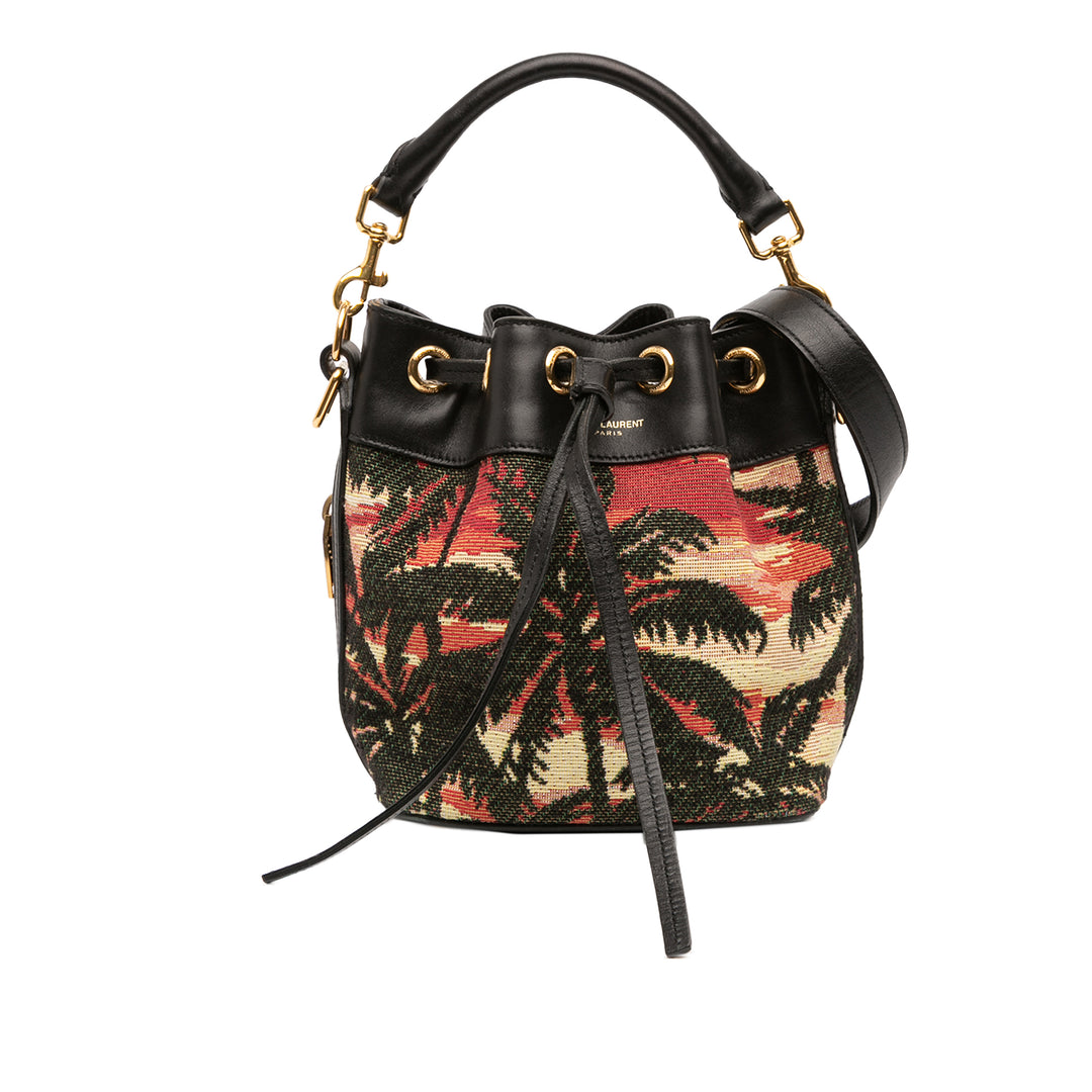Saint Laurent Small Palm Tree Print Toile Emmanuelle Bucket Bag Noir – GABY PARIS Authentique
