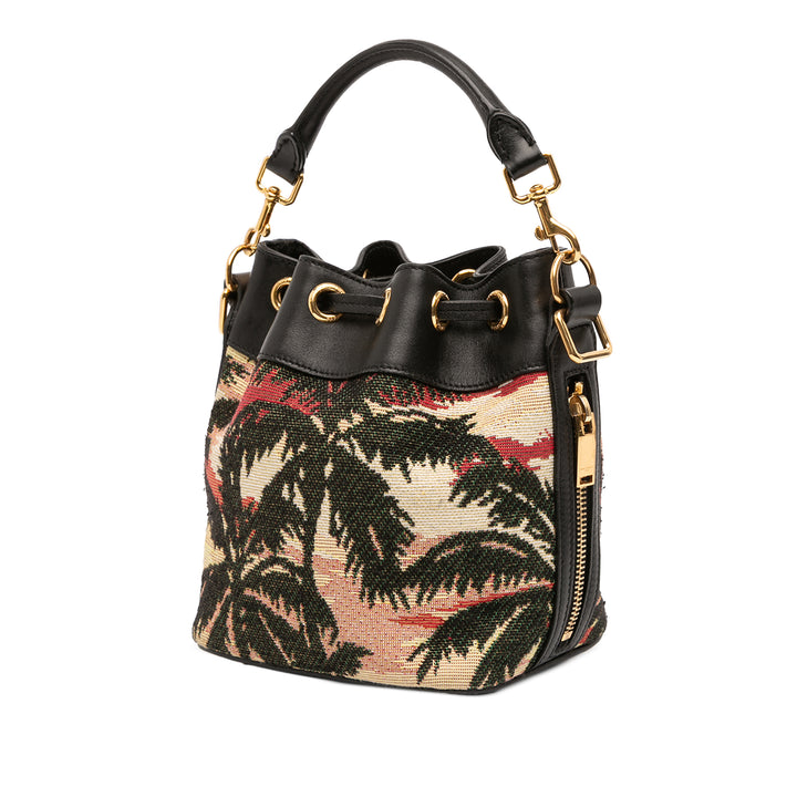 Saint Laurent Small Palm Tree Print Toile Emmanuelle Bucket Bag Noir – GABY PARIS Authentique
