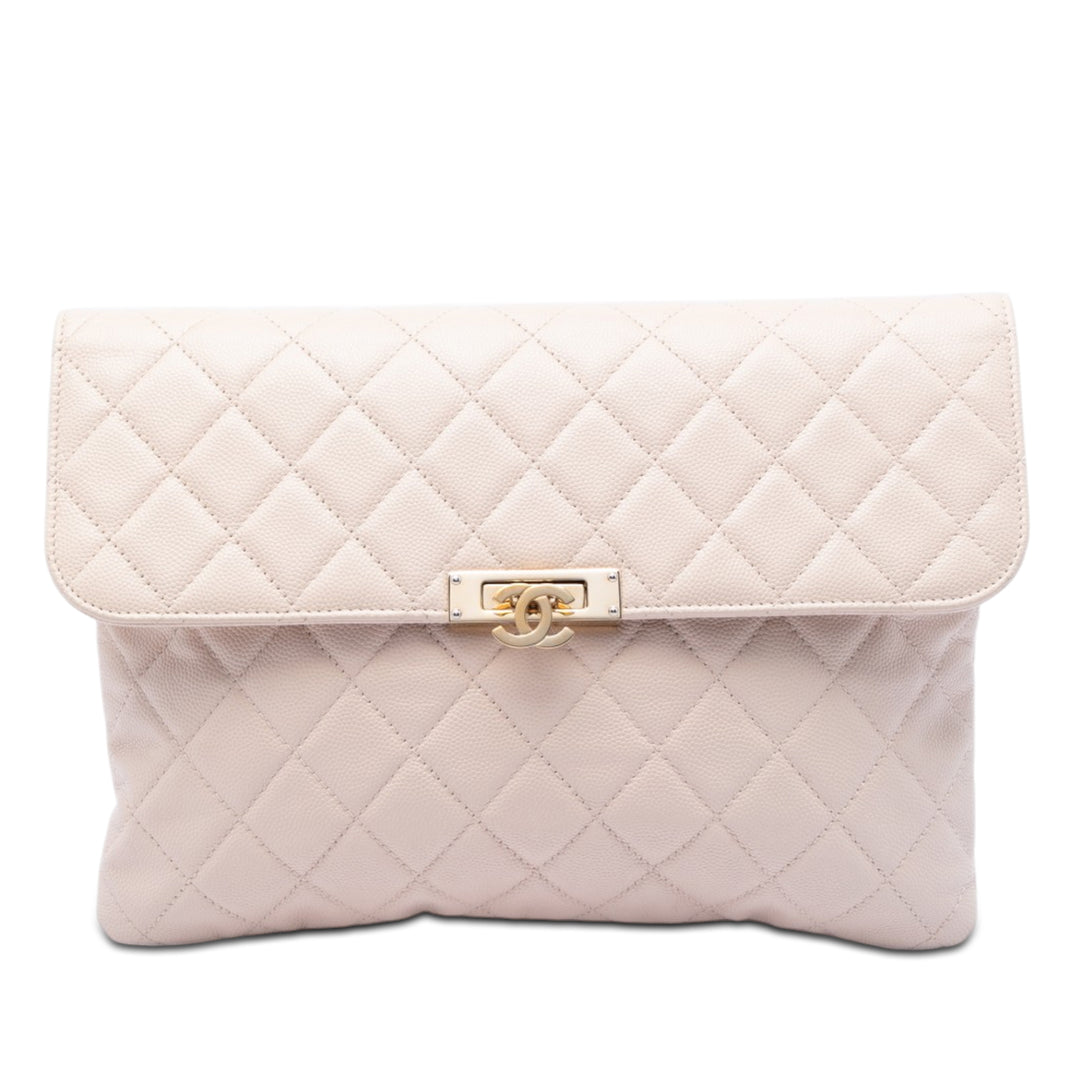 Chanel Medium Matelassé Caviar Golden Class O Étui Pochette