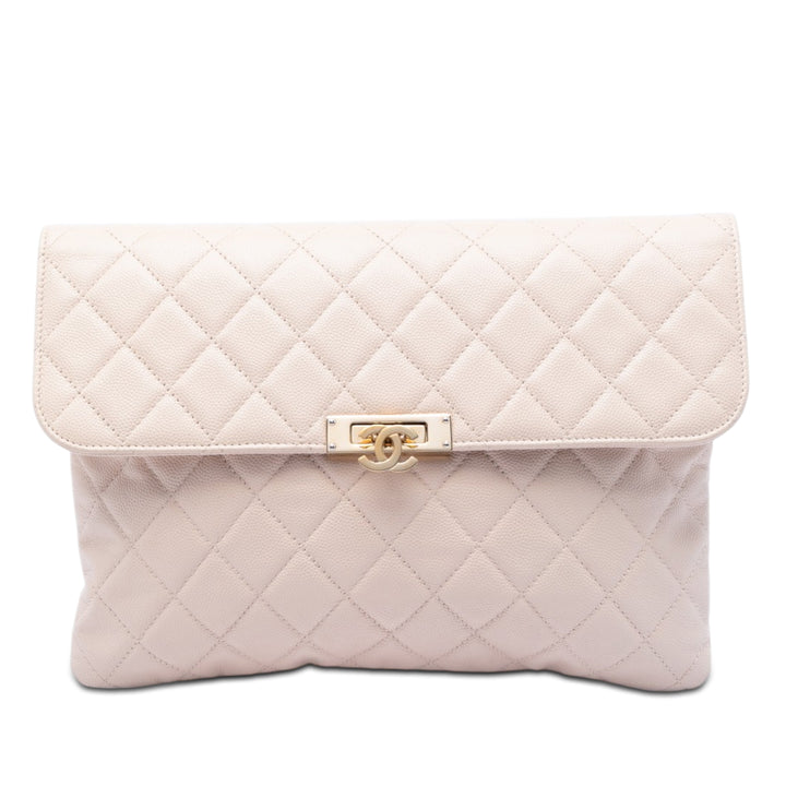 Chanel Medium Matelassé Caviar Golden Class O Étui Pochette