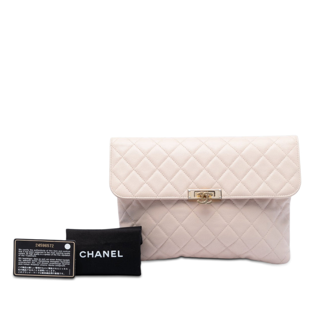 Chanel Medium Matelassé Caviar Golden Class O Étui Pochette