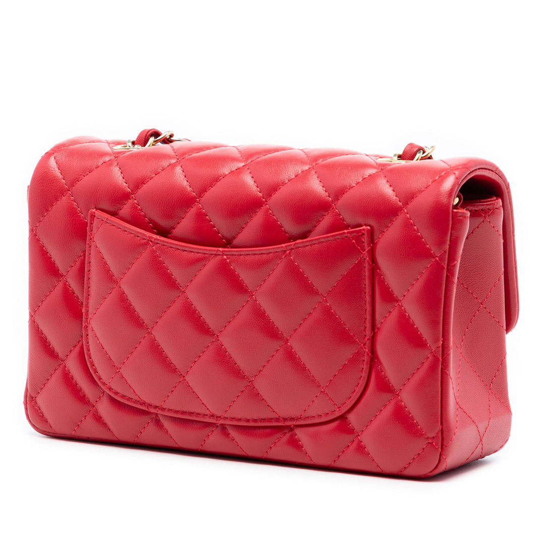 Chanel Mini Rectangular Classic Cuir d’agneau Simple rabat