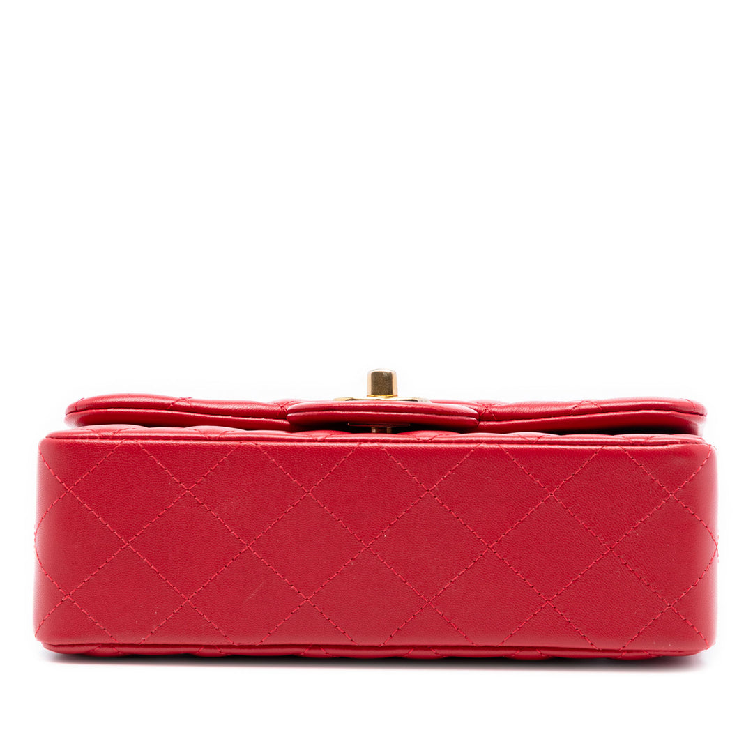 Chanel Mini Rectangular Classic Cuir d’agneau Simple rabat