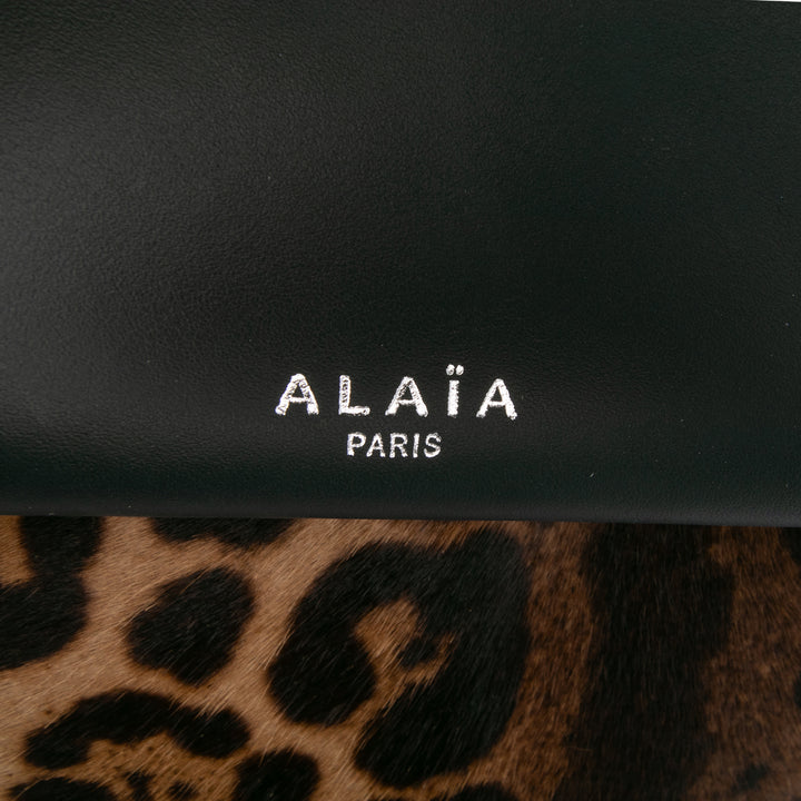 ALAÏA Pony Hair and Cuir Leopard Printed Le Hinge Cabas Marron