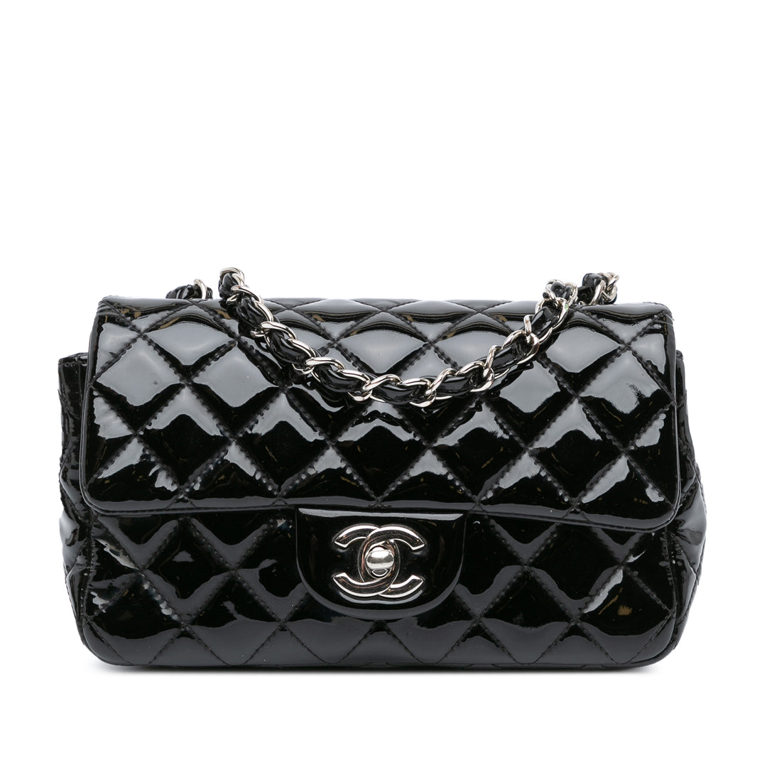 Mini Rectangular Classic Patent Single Flap Black - Gaby Paris