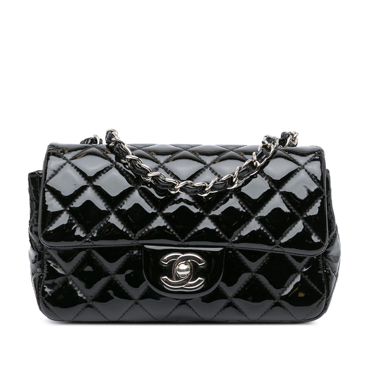Mini Rectangular Classic Patent Single Flap Black - Gaby Paris