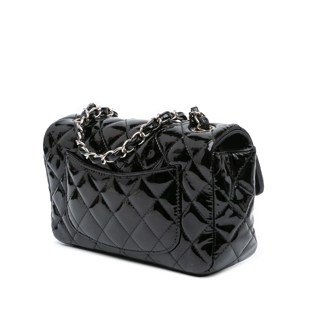 Mini Rectangular Classic Patent Single Flap Black - Gaby Paris