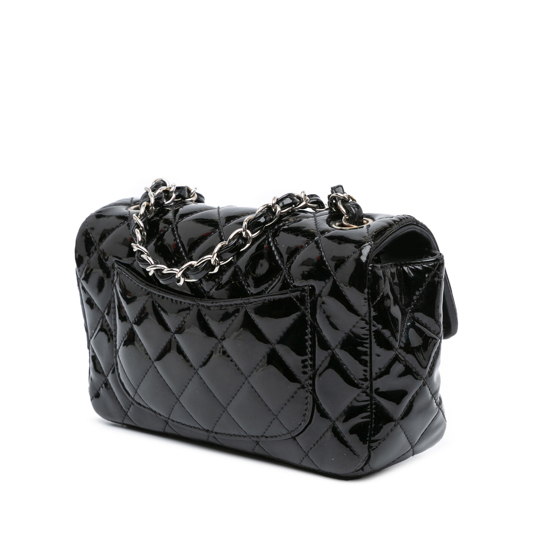 Mini Rectangular Classic Patent Single Flap Black - Gaby Paris