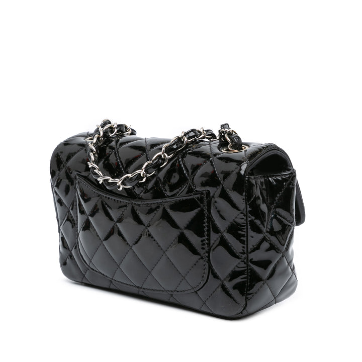 Mini Rectangular Classic Patent Single Flap Black - Gaby Paris