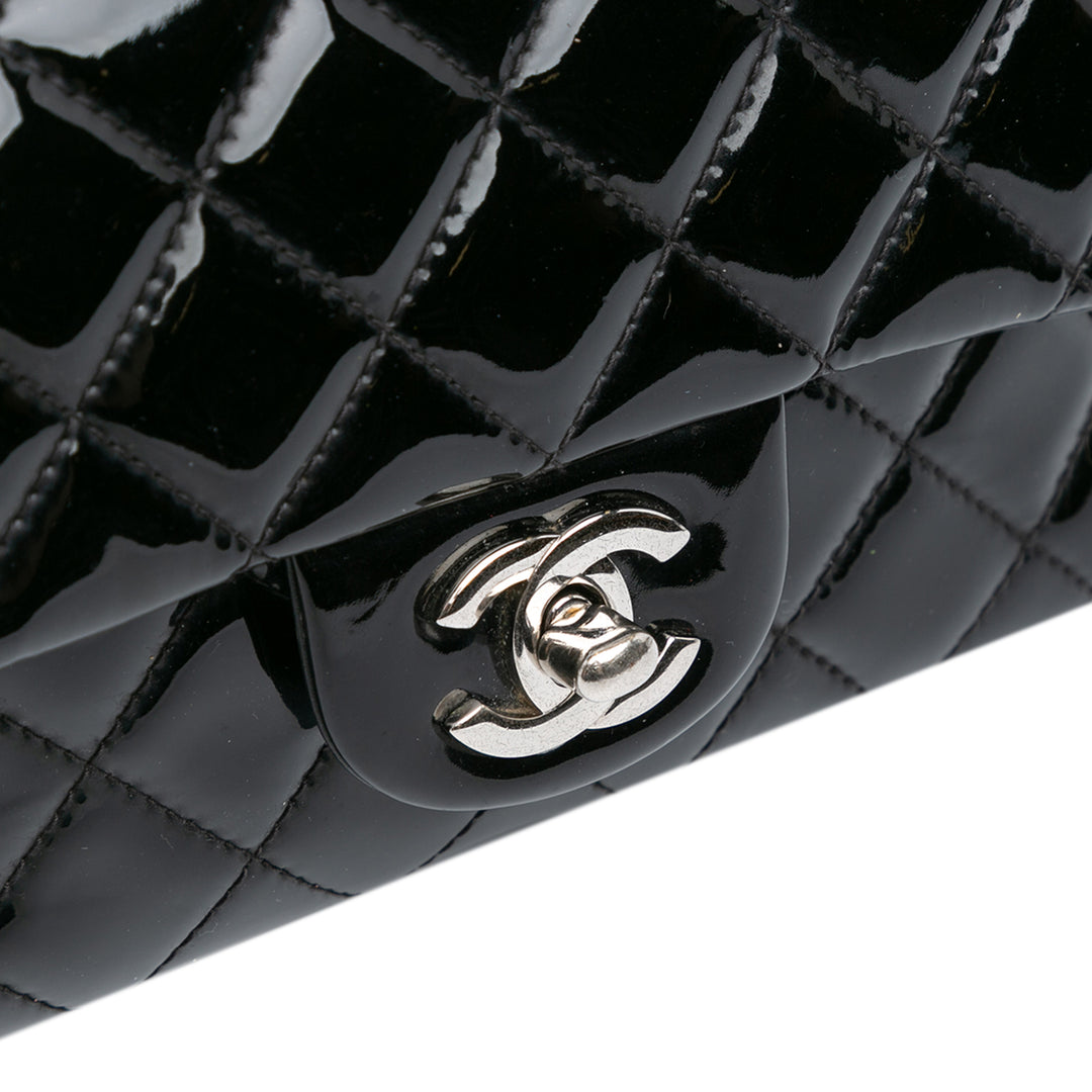 Mini Rectangular Classic Patent Single Flap Black - Gaby Paris