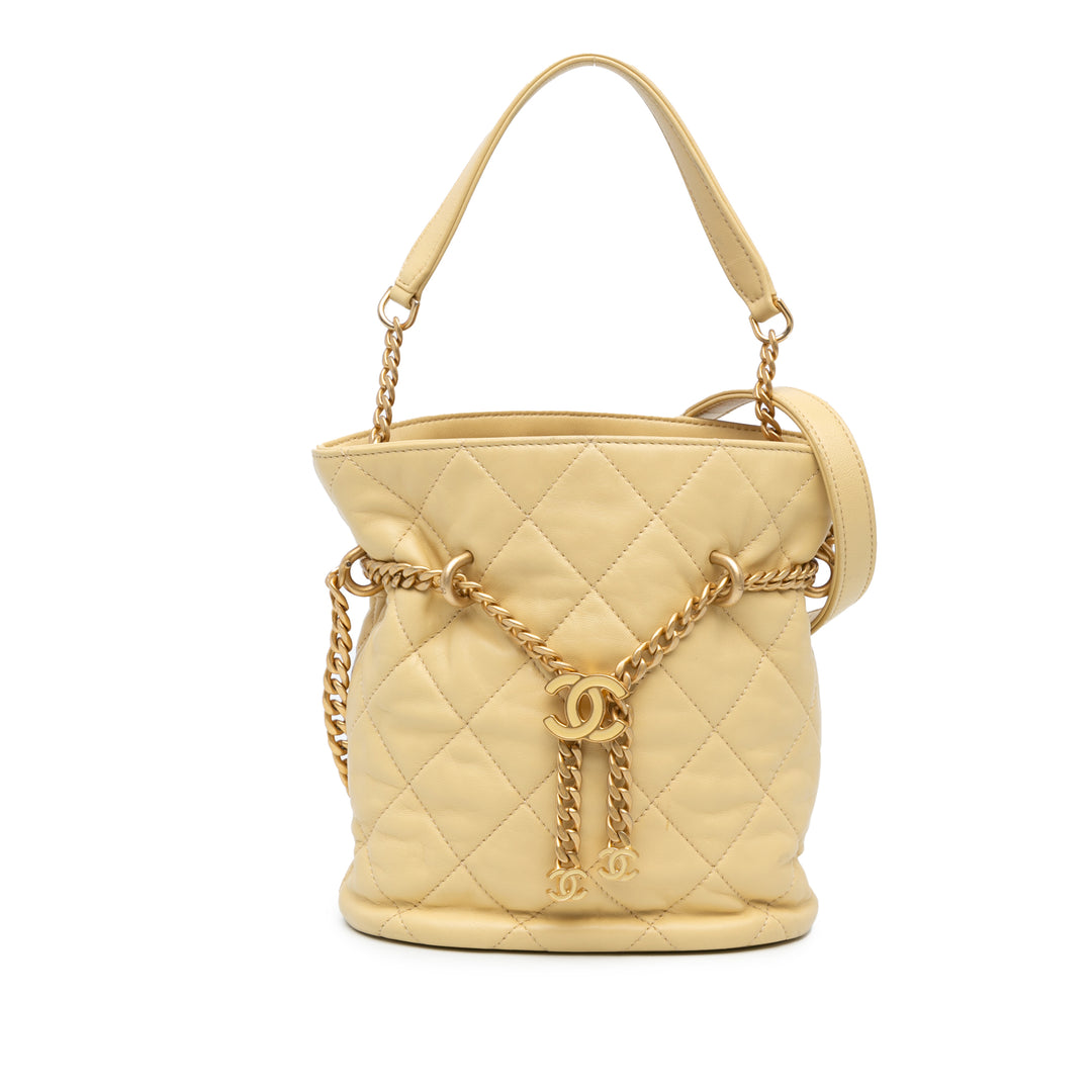 Mini Lambskin Pending CC Bucket Bag Yellow - Gaby Paris