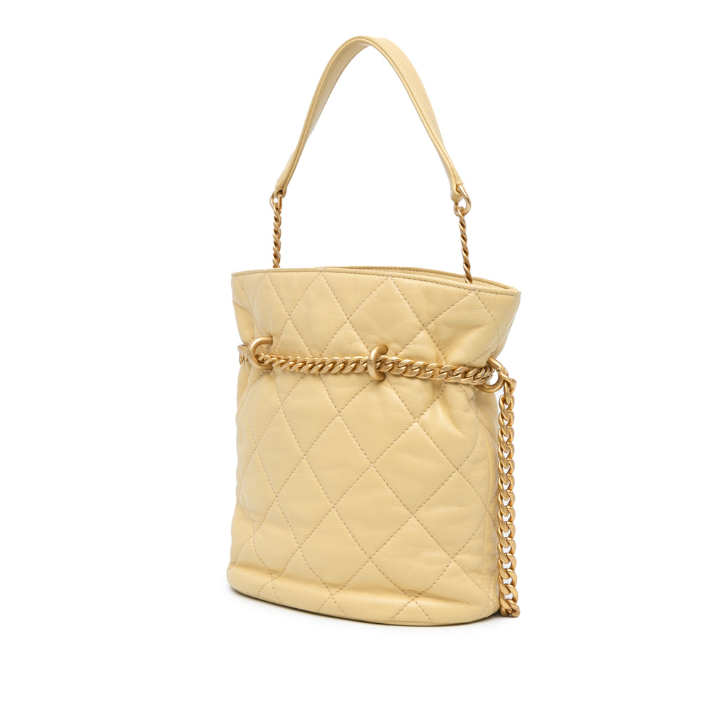 Mini Lambskin Pending CC Bucket Bag Yellow - Gaby Paris
