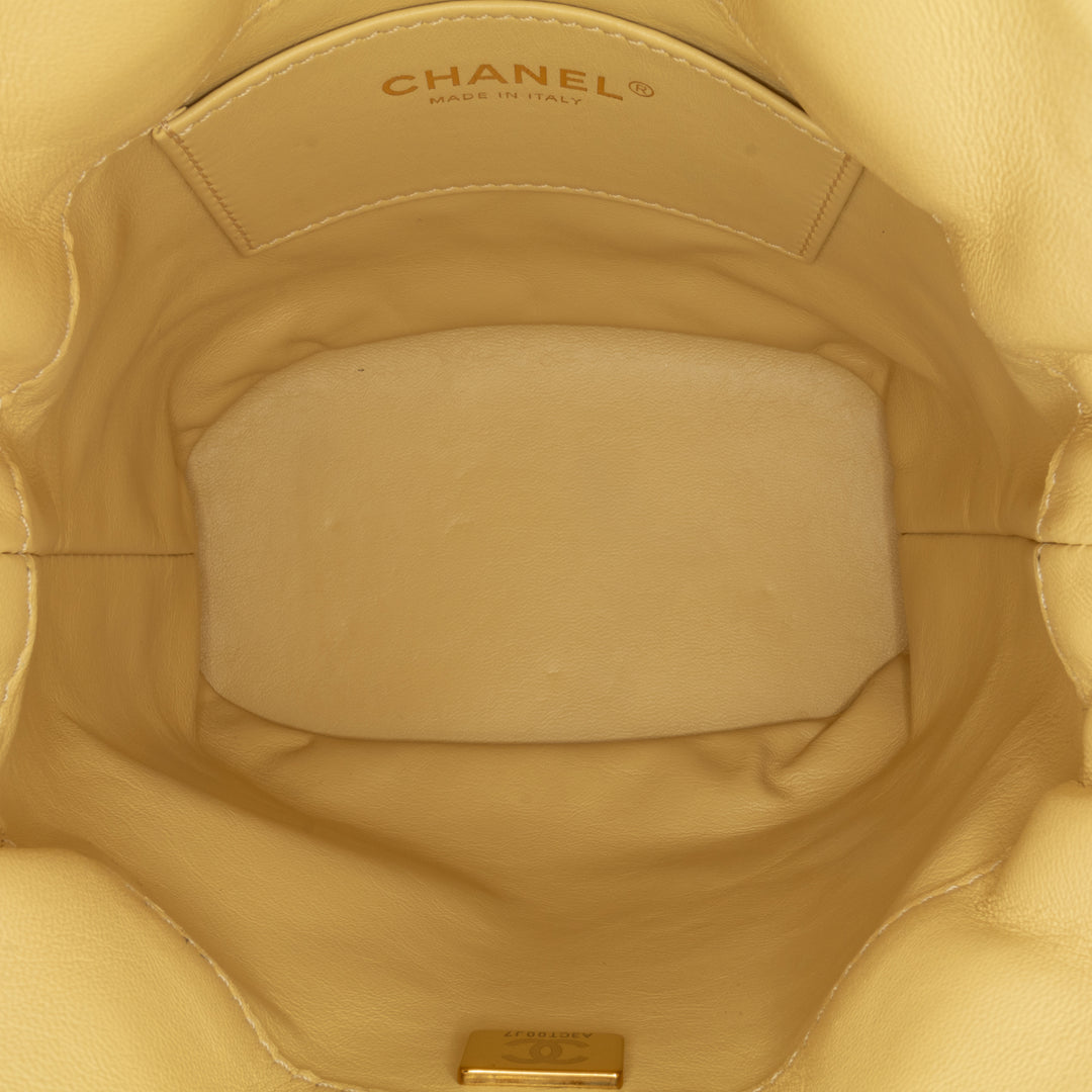 Mini Lambskin Pending CC Bucket Bag Yellow - Gaby Paris