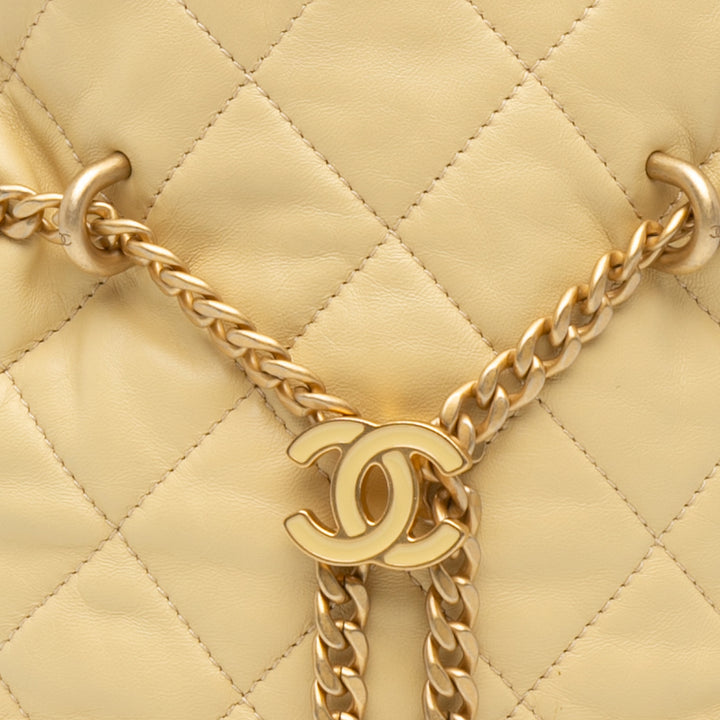 Mini Lambskin Pending CC Bucket Bag Yellow - Gaby Paris