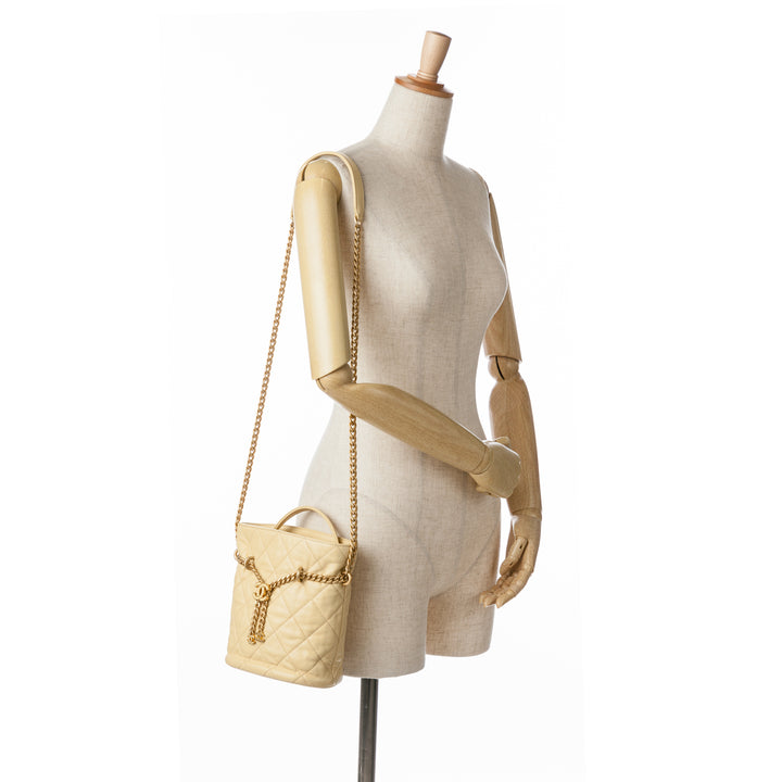 Mini Lambskin Pending CC Bucket Bag Yellow - Gaby Paris