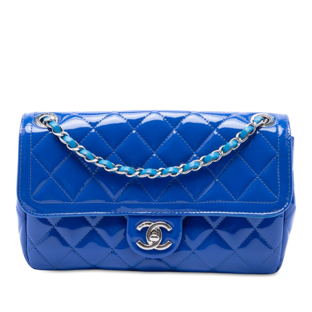 Chanel Matelassé Coco Shine à rabat Moyen Bleu