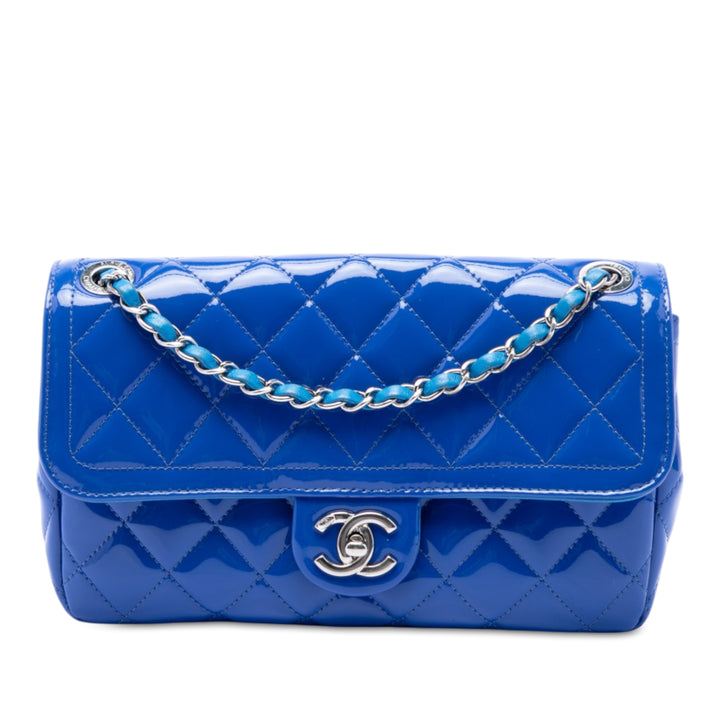 Chanel Matelassé Coco Shine à rabat Moyen Bleu