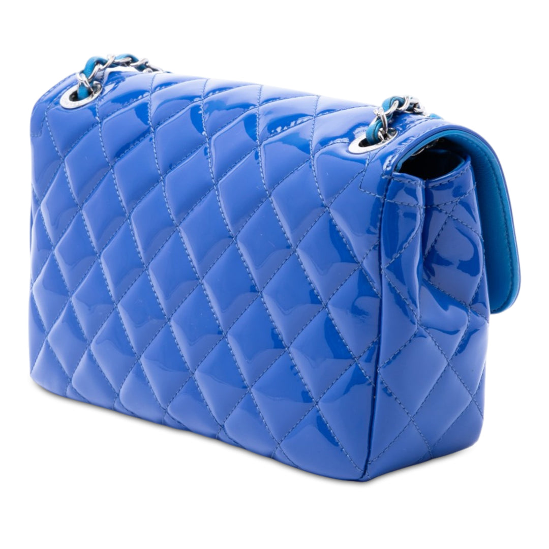 Chanel Matelassé Coco Shine à rabat Moyen Bleu