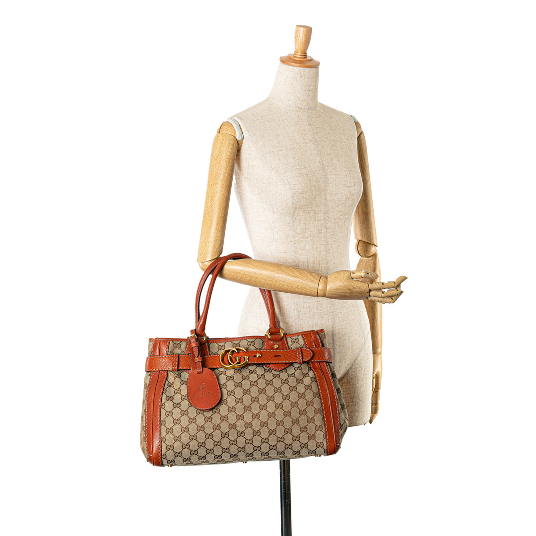 GG Canvas Running Tote Brown - Gaby Paris