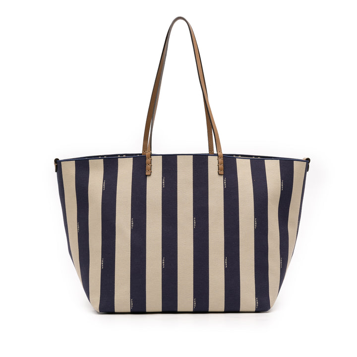 Fendi Large Zucca Toile Pequin Striped Reversible Roll Cabas