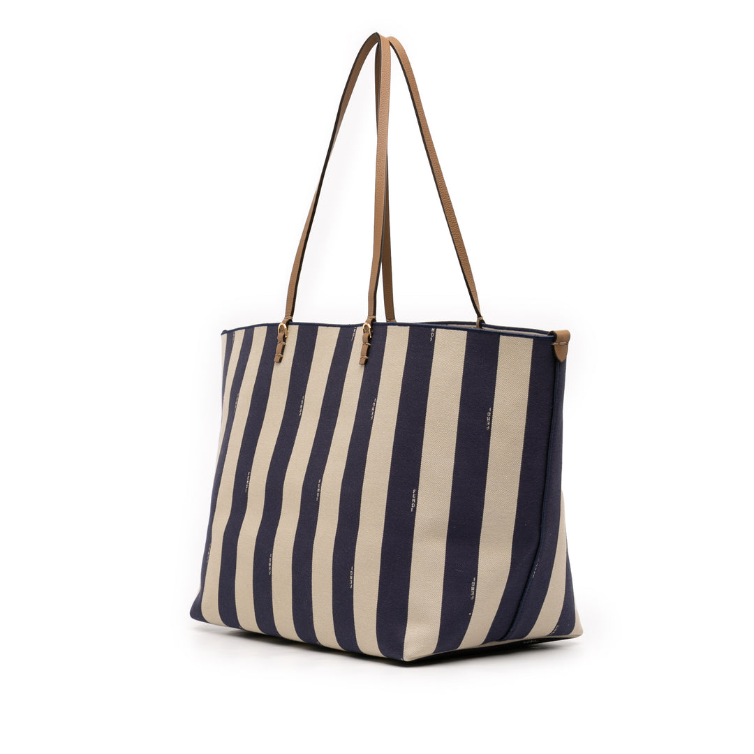 Fendi Large Zucca Toile Pequin Striped Reversible Roll Cabas
