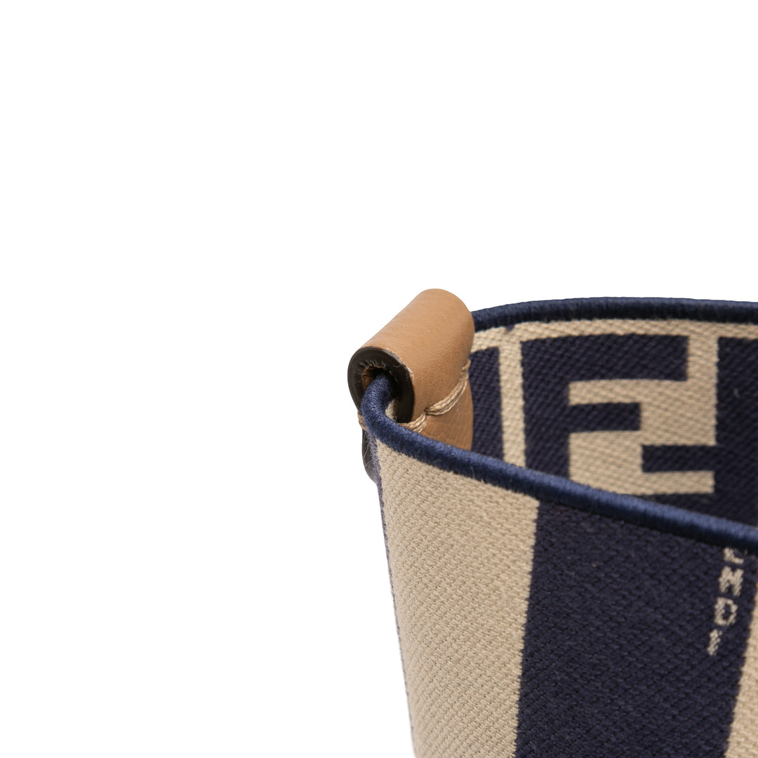 Fendi Large Zucca Toile Pequin Striped Reversible Roll Cabas