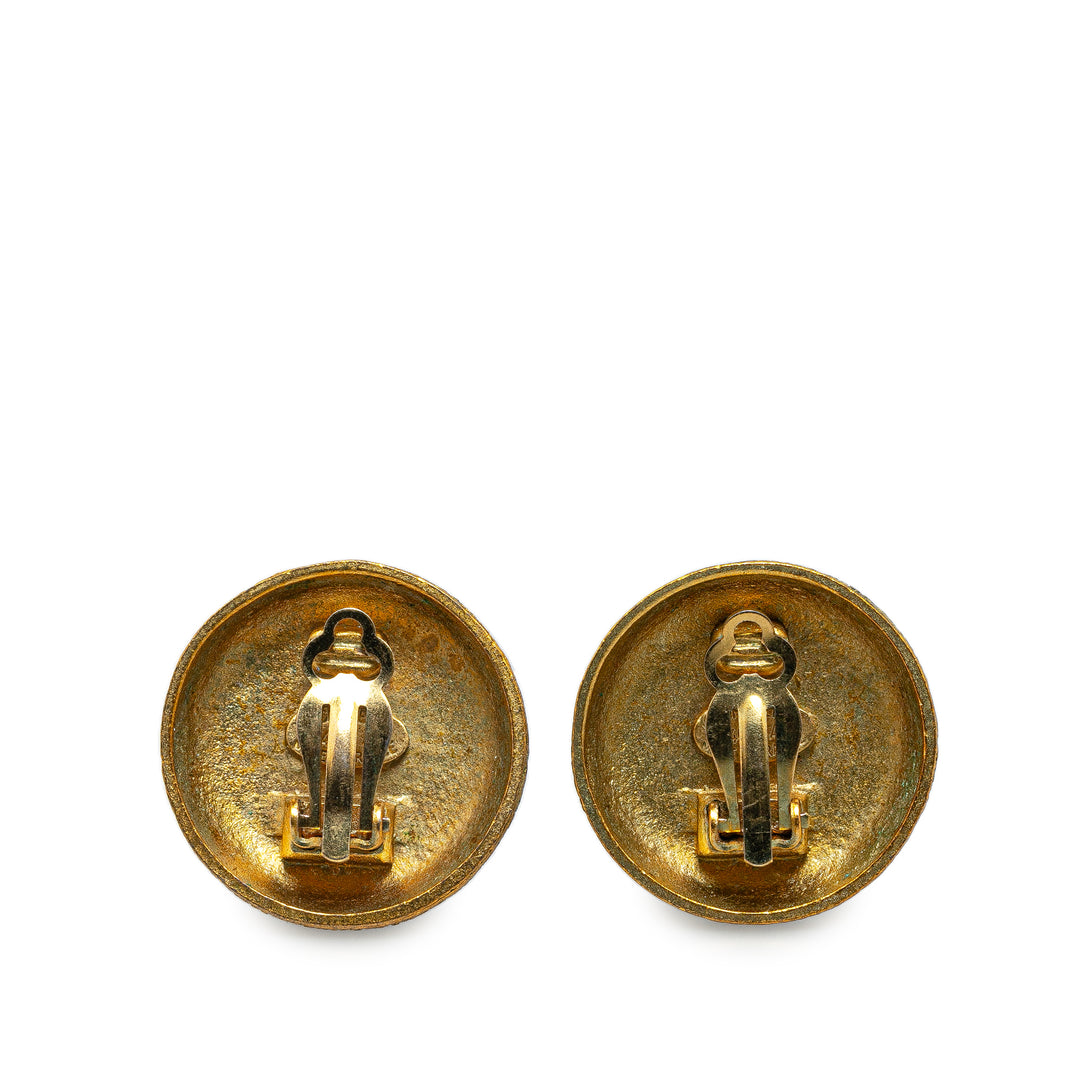 Gold Plated CC Clip On Earrings Gold - Gaby Paris