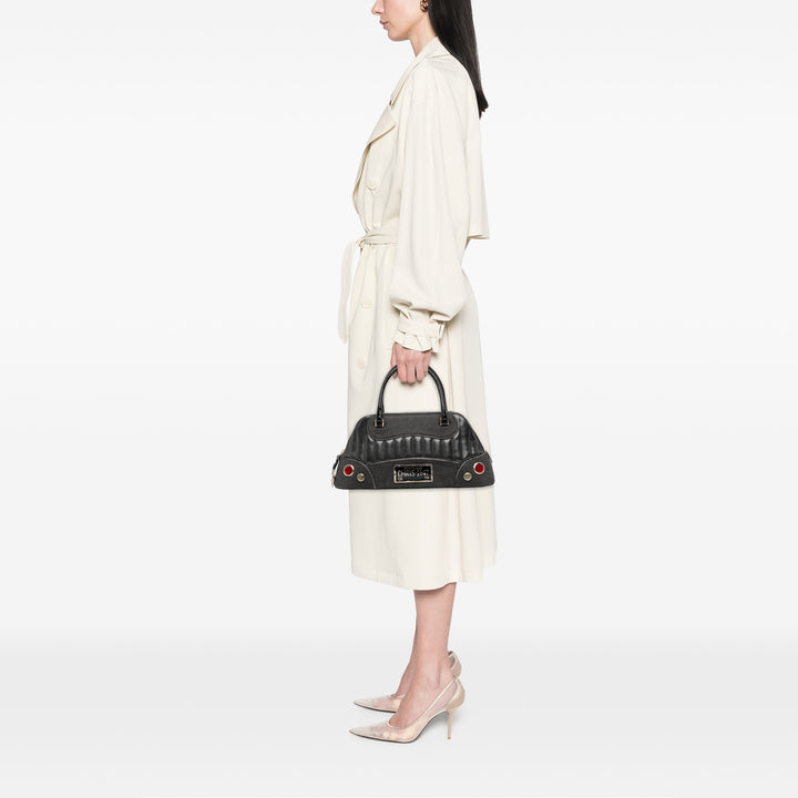 Dior Perforated Cuir and Jean Montaigne Chris 1947 Cadillac Top Handle Bag Noir