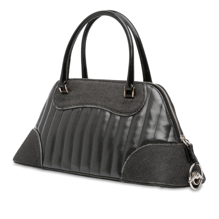 Dior Perforated Cuir and Jean Montaigne Chris 1947 Cadillac Top Handle Bag Noir