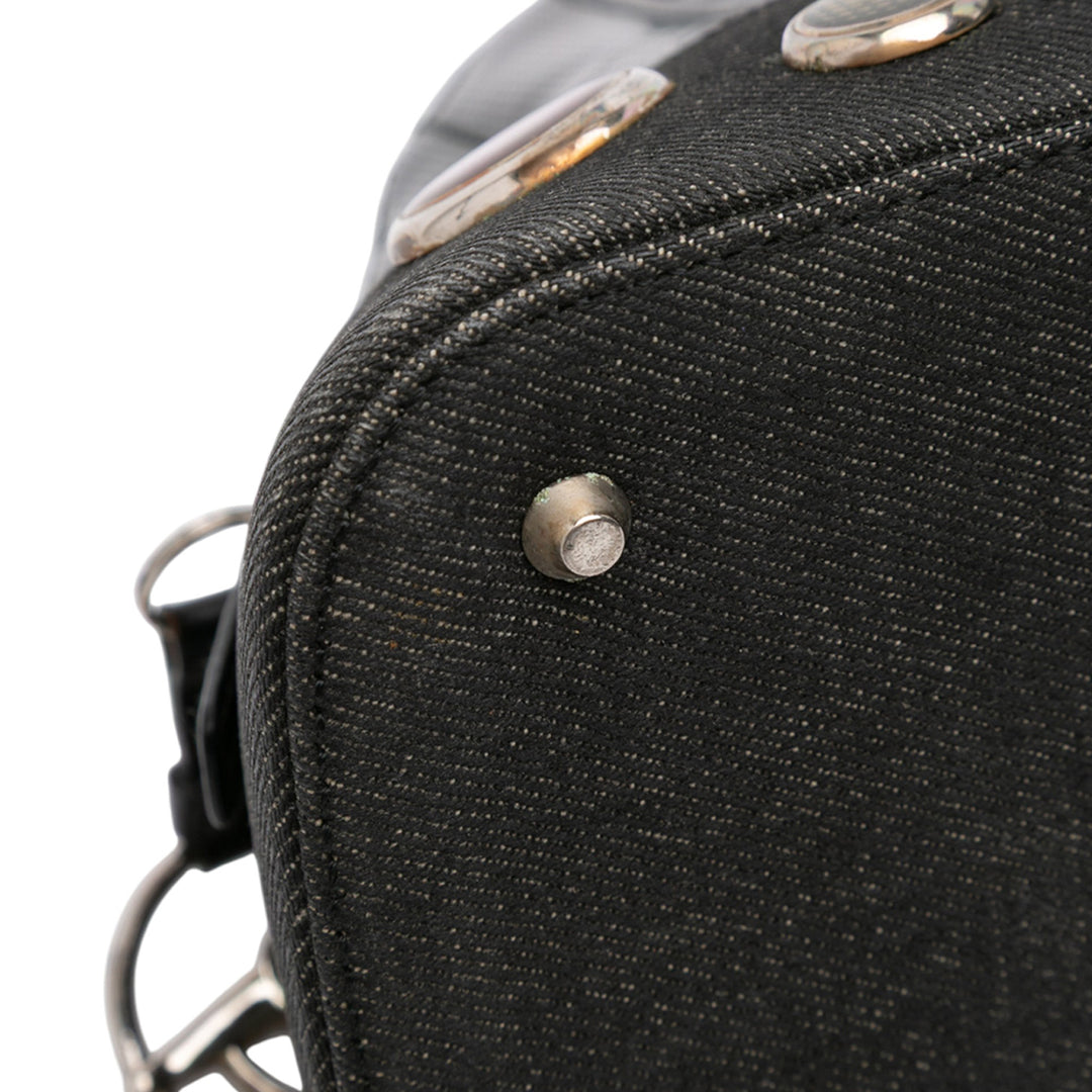 Dior Perforated Cuir and Jean Montaigne Chris 1947 Cadillac Top Handle Bag Noir