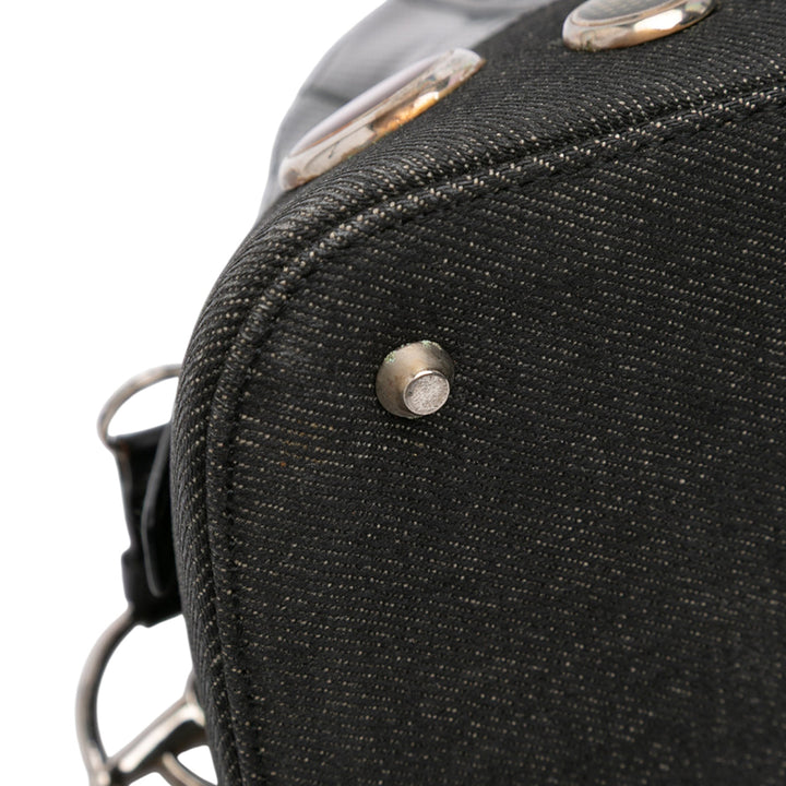 Dior Perforated Cuir and Jean Montaigne Chris 1947 Cadillac Top Handle Bag Noir