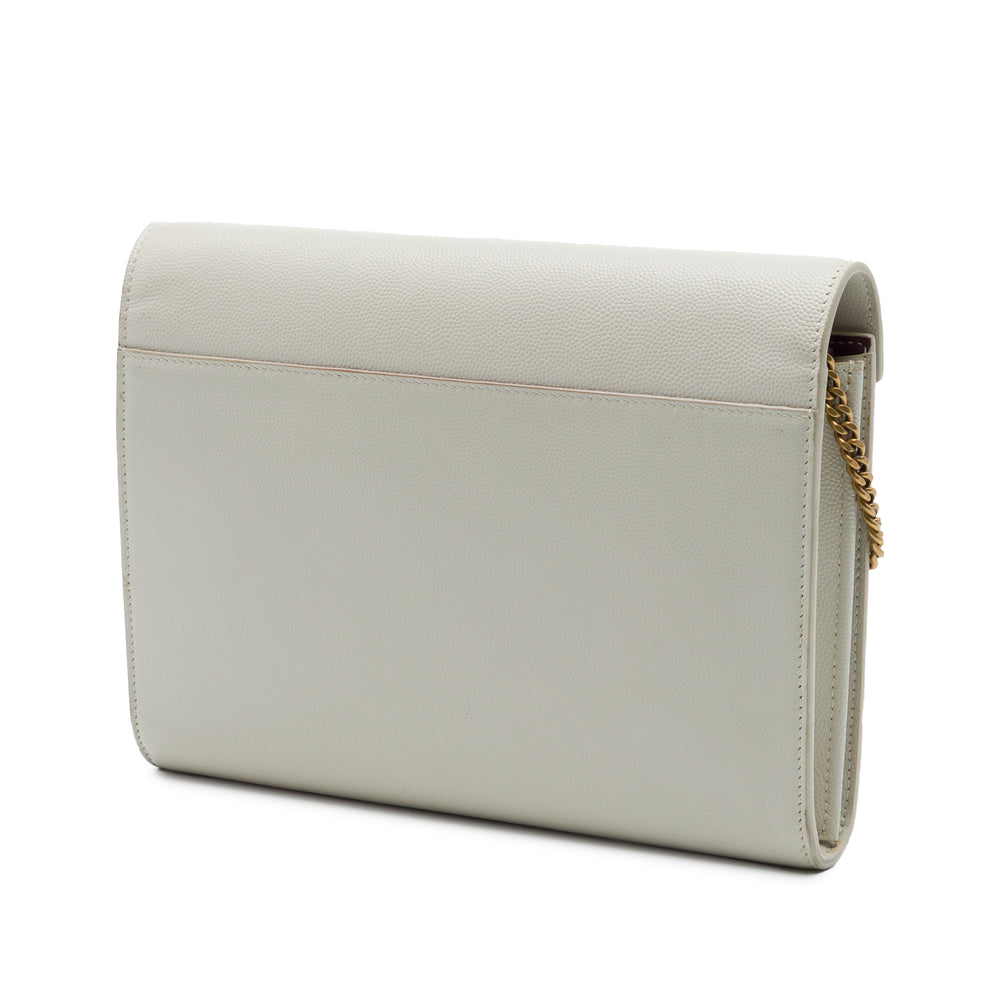 Saint Laurent Grain De Poudre Cassandra Chaîne Portefeuille Monogram Blanc – vue 2 – GABY PARIS