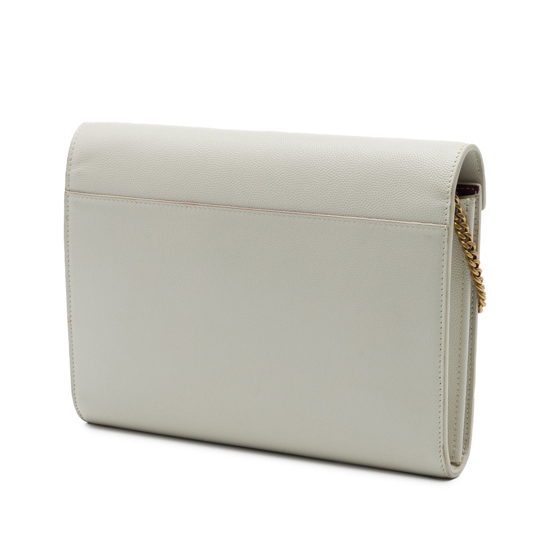 Saint Laurent Grain De Poudre Cassandra Chaîne Portefeuille Monogram Blanc – vue 2 – GABY PARIS