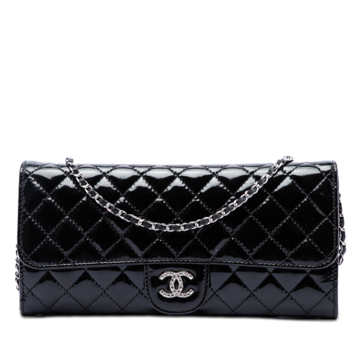 Chanel Matelassé Brilliant East West à rabat Pochette avec chaîne Cuir