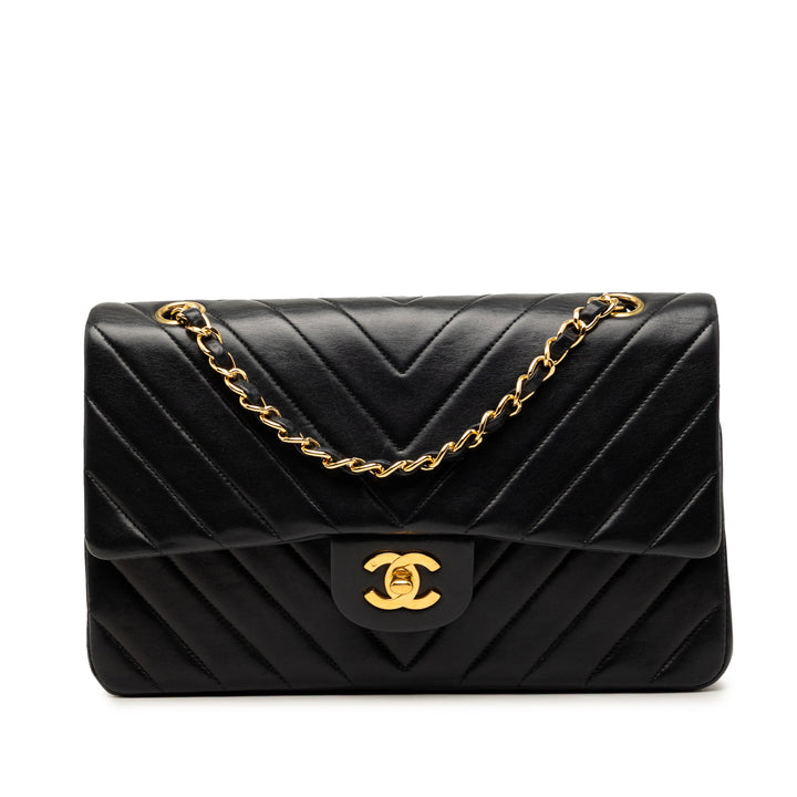 Chanel Medium Classic Chevron Cuir d’agneau Double rabat